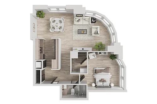Floor plan 1AD Corner Suite