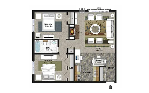 Floor plan Two Bedroom