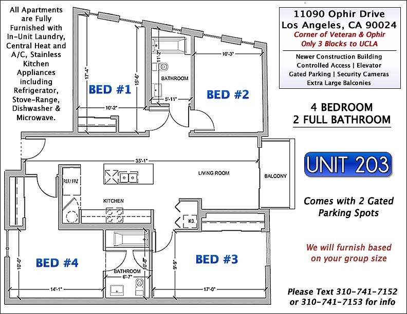 11090 Ophir Dr., #203, Westwood, CA 90024 - Unit Floorplan