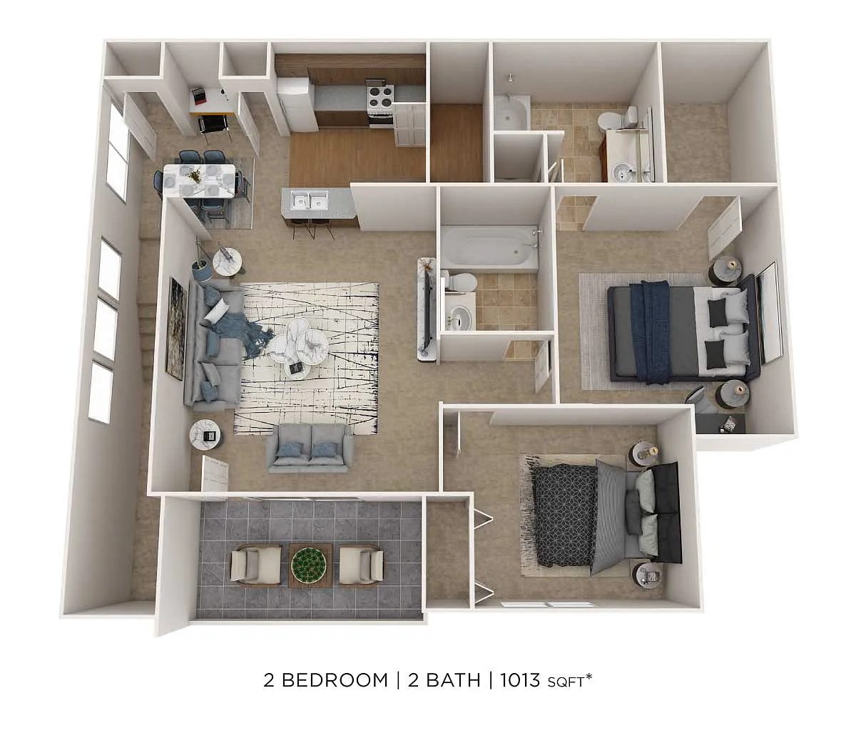 Floor plan Two Bedroom 2 Bath