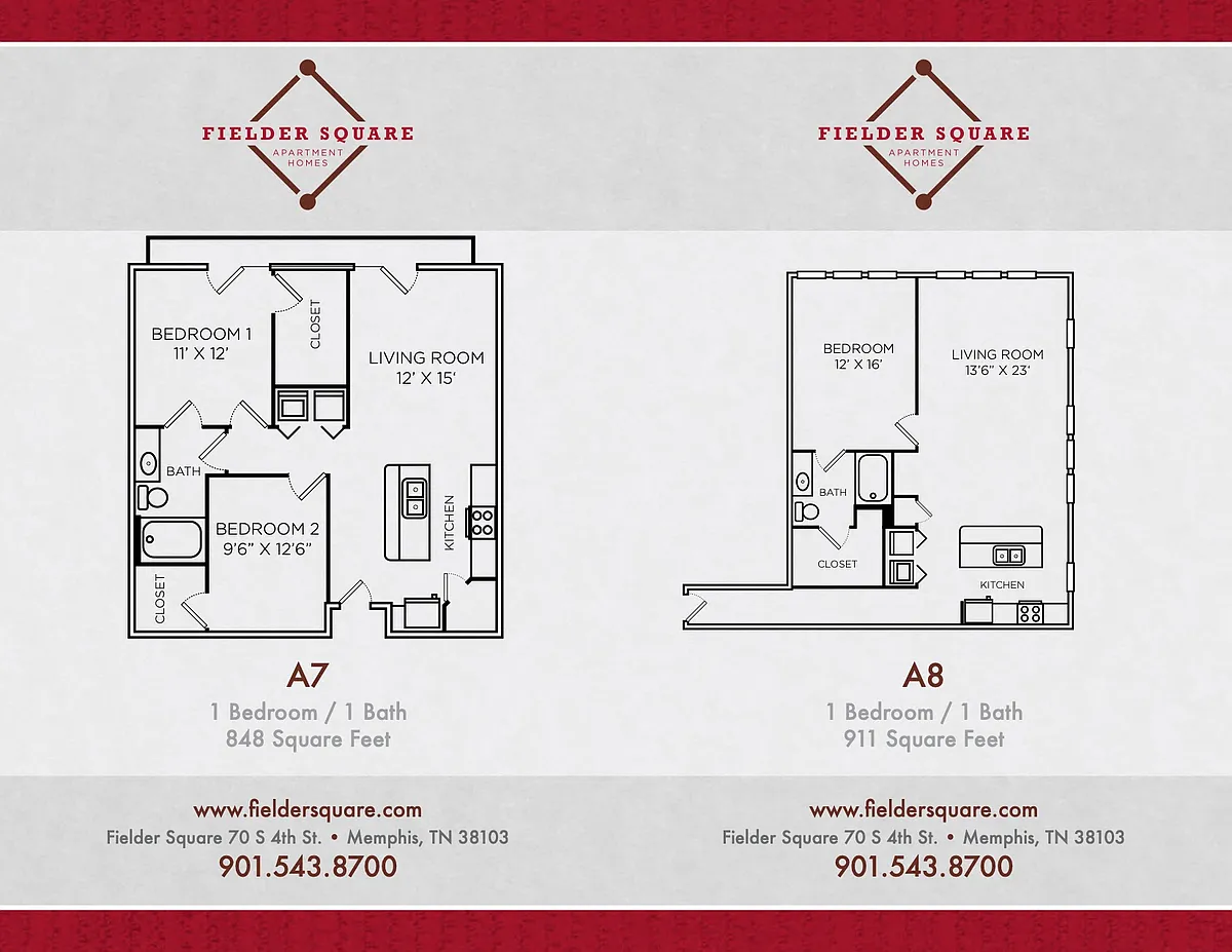 Floor plan A7 One Bedroom w/Study