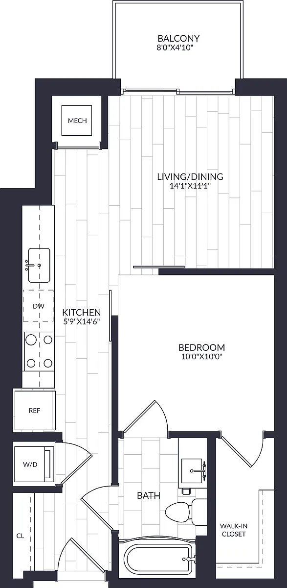 Floor plan 1 Bed/1 Bath-A1-4B
