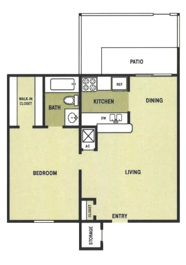 Floor plan A1 1/1 545sf