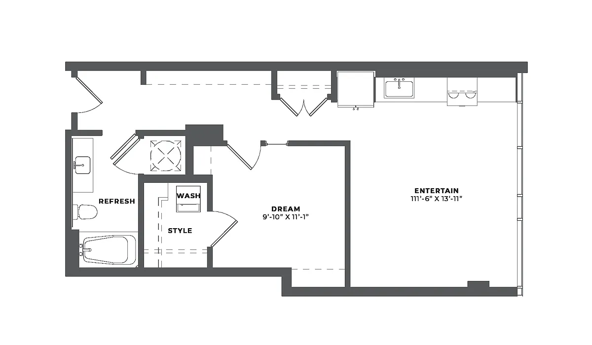 Floor plan 1 Bed/1 Bath-AJ2