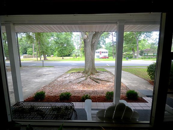 Looking out living room window