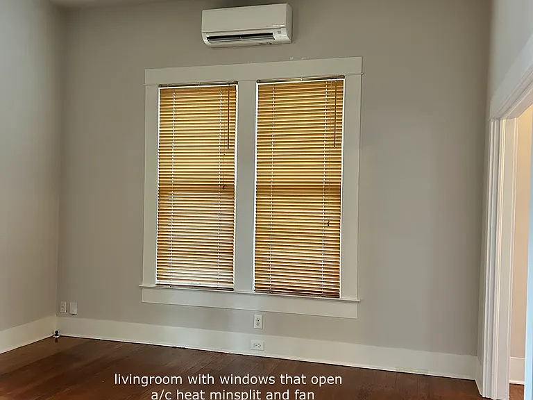 13x13 livingroom mini split heating an cooling , super adjustable fan and light. screened windows that open