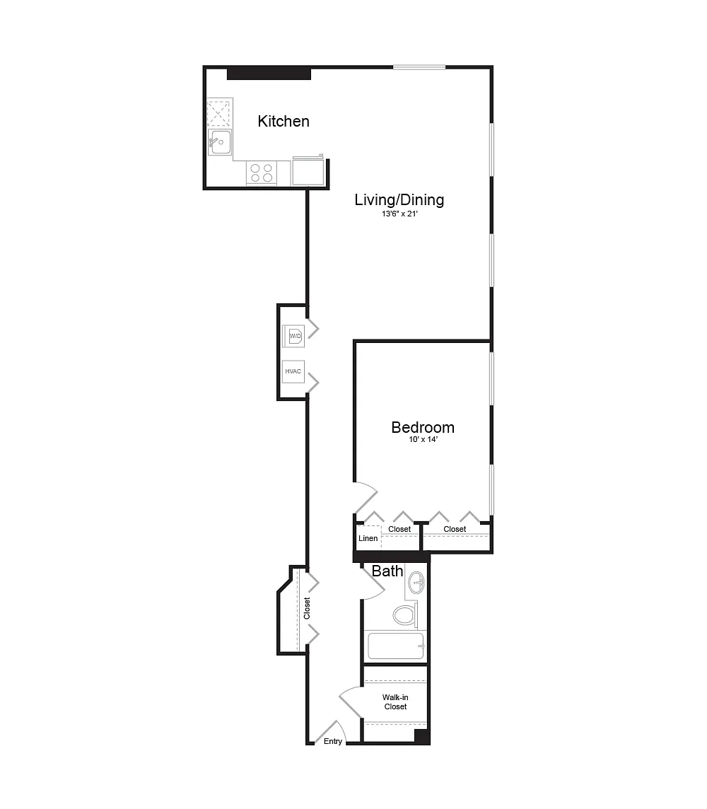Floor plan olqa10e | 1 Bed | 1 Bath