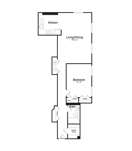 Floor plan olqa10e | 1 Bed | 1 Bath