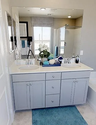 Dual vanities in model home