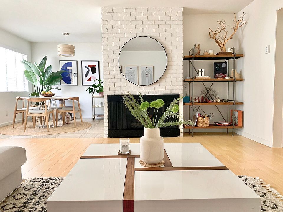 Living room with fireplace