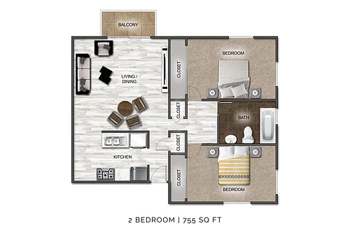 Floor plan 2 Bedroom B