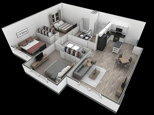Floor plan 3-2 BR Retreat Overlook