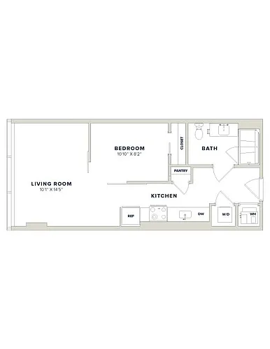 Floor plan 1 Bed-1 Bath JR-1B Luminary