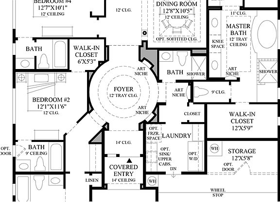 Optional Bedroom ILO Study/Shower to Powder Room