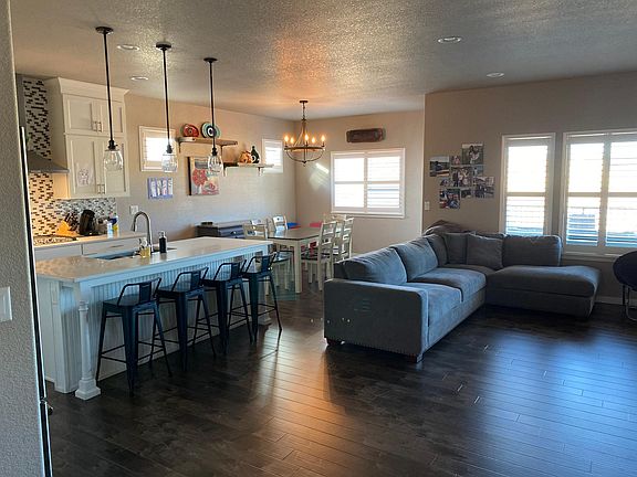 open kitchen, living, dining