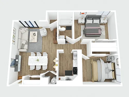 Floor plan 2 BR - 1 BTH Renovated
