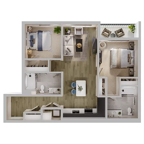 Floor plan 2 Bed 2 Bath B2