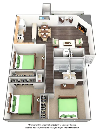 Floor plan Three Bed Two Bath - C1