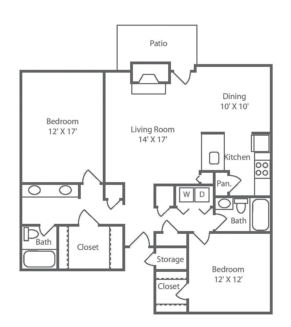 Floor plan 2 Bedroom 2 Bath
