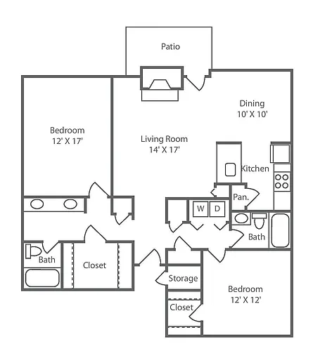Floor plan 2 Bedroom 2 Bath