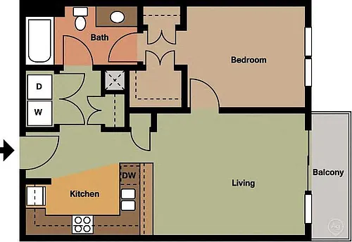 Floor plan 1 Bed 1 Bath