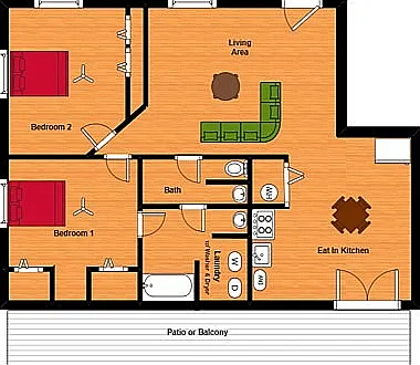 2 BR WD Luxe Floor Plan 2 BR WD Luxe Floor Plan