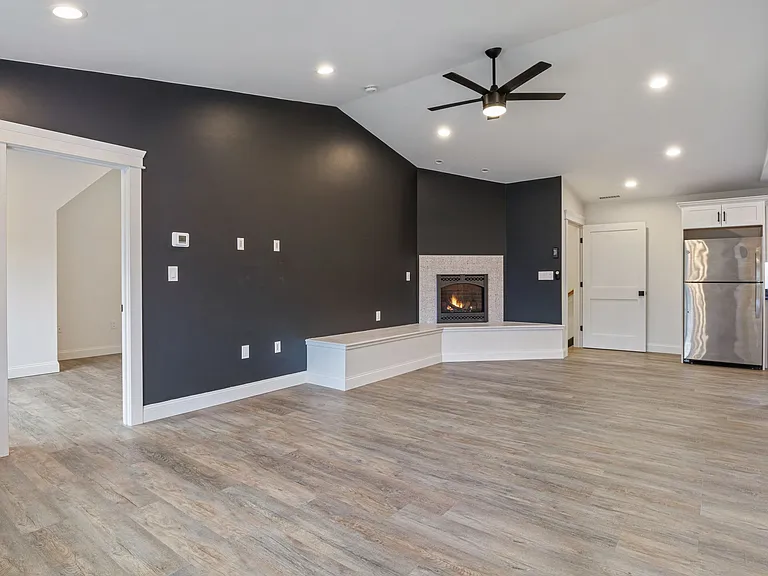 Living room with propane fireplace.