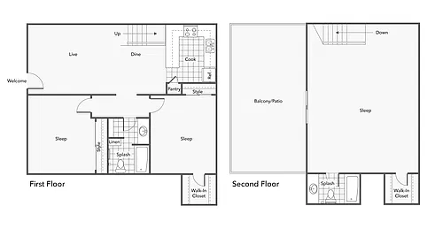 Floor plan 3 BR x 2 BA - Townhome