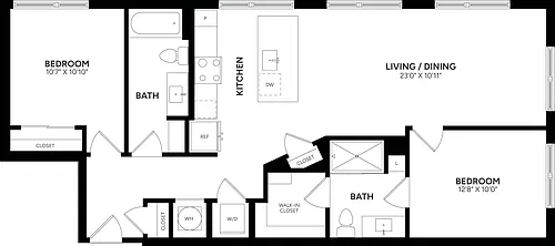 Floor plan 2 Bed/ 2 Bath-C08