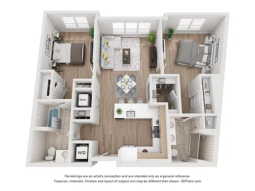 Floor plan Avenue G | 2 Bed/2 Bath-BW-08.1