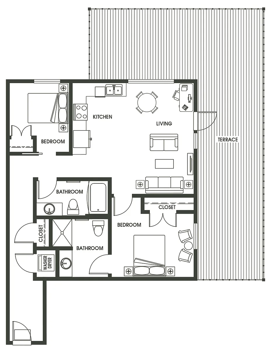 Floor plan 2 Bed 2 Bath B4