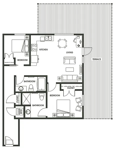 Floor plan 2 Bed 2 Bath B4