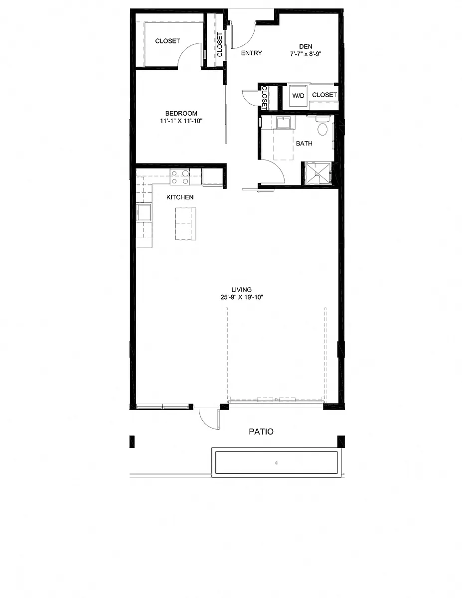 Floor plan One Bedroom Townhouse F2
