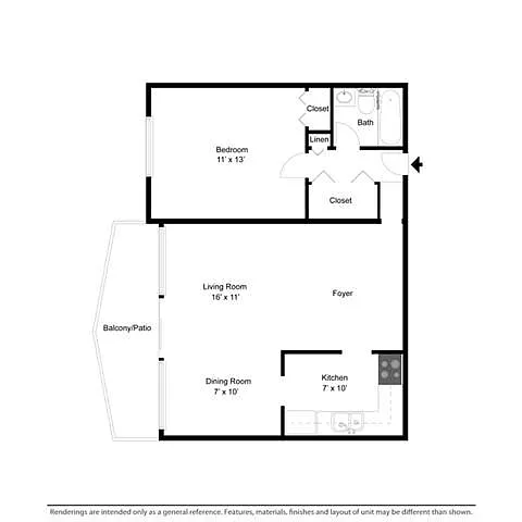 Floor plan 1 Bed 1 Bath
