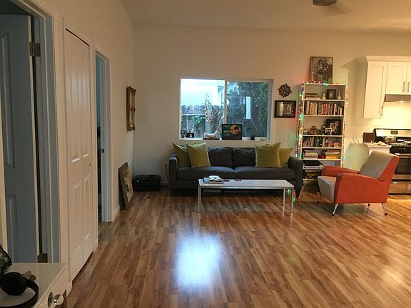 Family Room with wood laminate floors