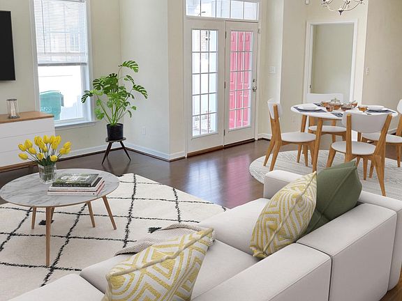 Living room and dining area.