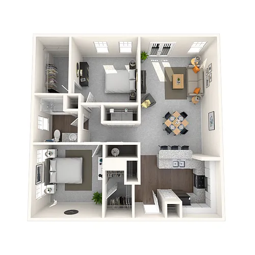 Floor plan Traditional 2x1 958-990 SF
