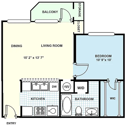 Floor plan 1 bedroom, 1 bathroom