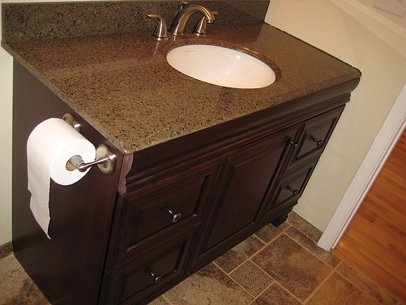 Heated floor andBath Vanity with Granite