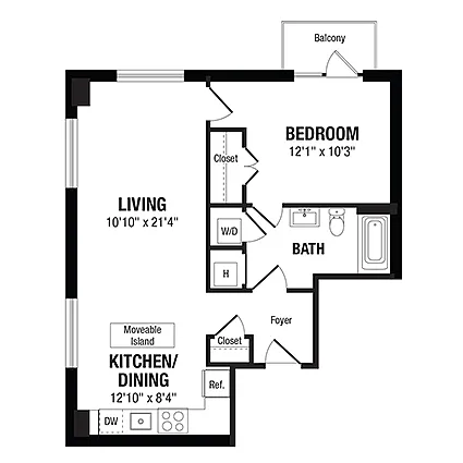 Floor plan 1 Bed/1 Bath-A9