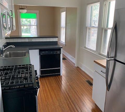 View of kitchen from the office into the dining room.
