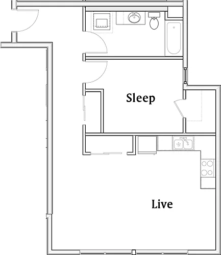 Floor plan 1 Bedroom B