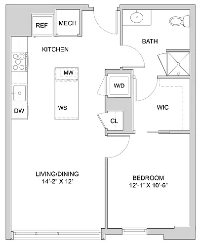 Floor plan 1 Bed_1 Bath-A3_1BR_A_Ansi A