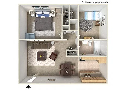 Floor plan Two Bedroom One Bath