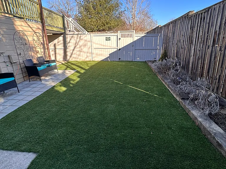 Pet yard, with anti-microbial synthetic turf