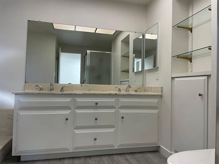 Master Bath Dual Sinks and Built in Storage
