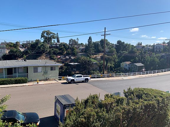 Front view and street parking