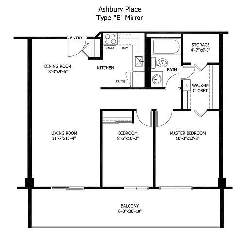 Floor plan Spacious 2 Bedroom Unit