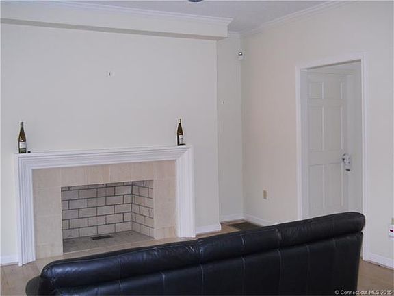 Living room fireplace.