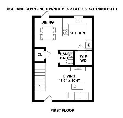 Floor plan 3 Bedroom Townhome